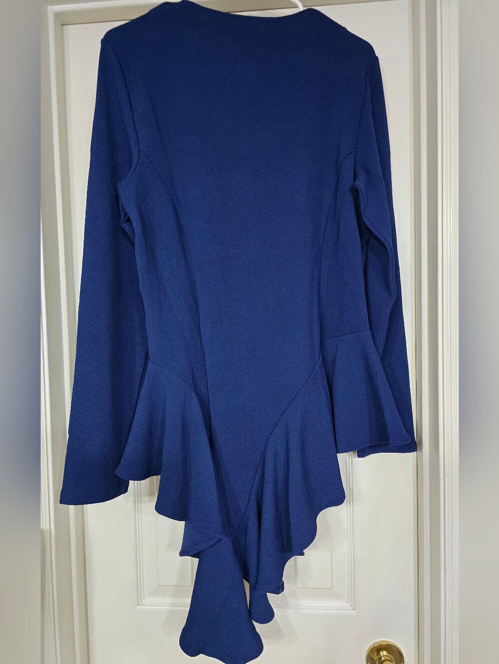 Blue Asymmetric Ruffle Zip Jacket - Picture 2 of 2